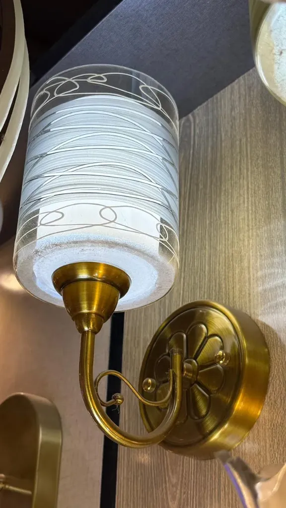 Elegant Antique Brass Glass Wall Light